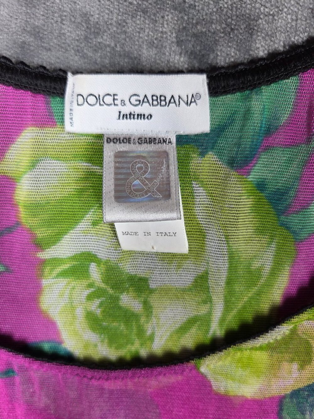 Dolce & Gabbana Top Womens Size XL Pink Floral Stretch Mesh RARE - Picture 3 of 7